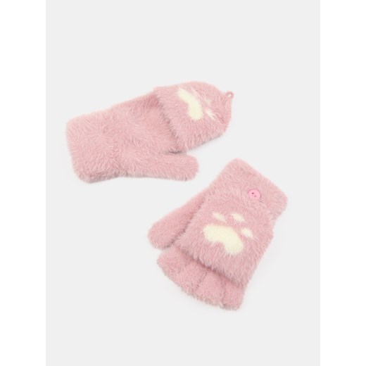 Sinsay - Rękawiczki bez palców z klapką - różowy Sinsay S Sinsay