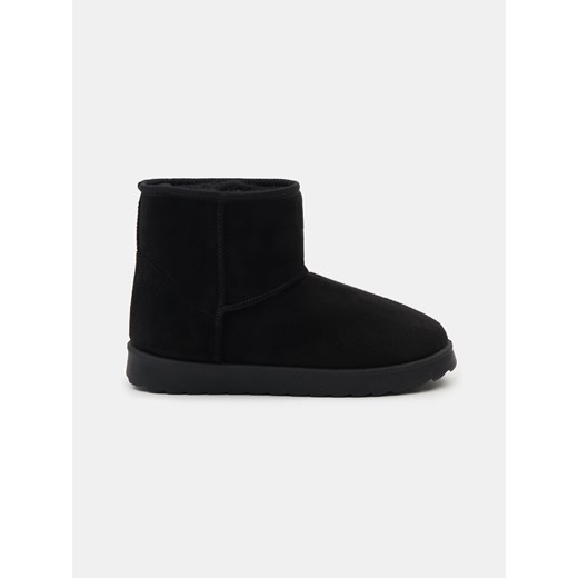 Sinsay - Ocieplane botki z wełnianą wyściółką z imitacji zamszu - czarny Sinsay 39 Sinsay