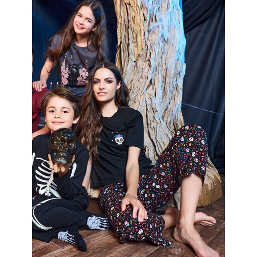 Sinsay - Bawełniana piżama dwuczęściowa - czarny Sinsay M Sinsay