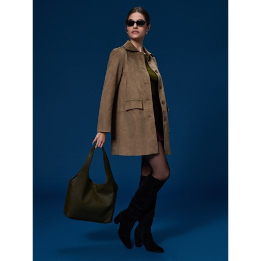 Sinsay - Torebka worek z imitacji skóry - khaki Sinsay One Size Sinsay