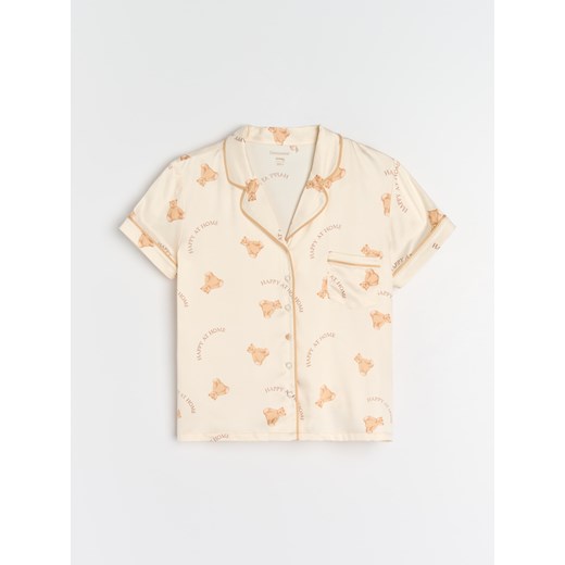 Sinsay - Piżama dwuczęściowa ze wzorkiem - kremowy Sinsay M Sinsay