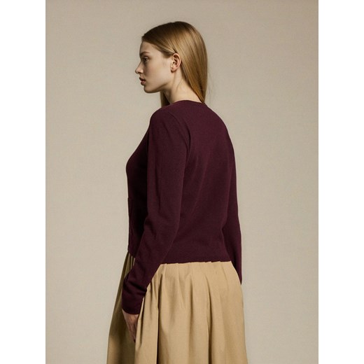 Sinsay - Kardigan z domieszką wełny i wiskozy - bordowy Sinsay S Sinsay
