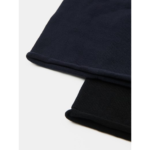 Sinsay - Czapka beanie basic z wiskozą 2 pack - granatowy Sinsay One Size Sinsay