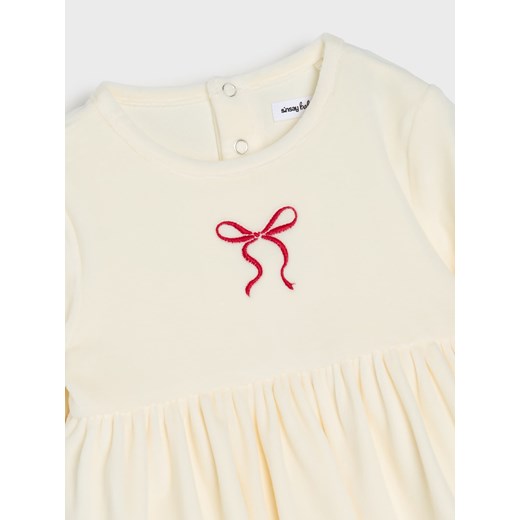 Sinsay - Body z sukienką i ozdobnym haftem - kremowy Sinsay 98 (2-3 l) Sinsay