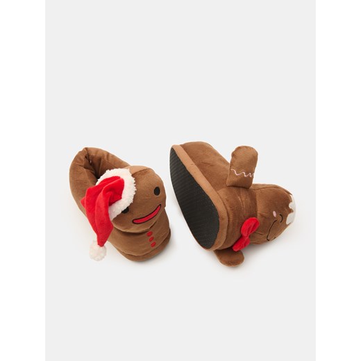 Sinsay - Pluszowe kapcie z elementami 3D - wielobarwny Sinsay 36/37 Sinsay