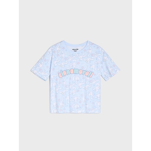 Sinsay - Piżama dwuczęściowa Cinnamoroll z koszulką o kroju boxy - błękitny Sinsay 152 (11-12 l) Sinsay