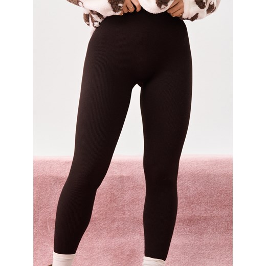 Sinsay - Prążkowane legginsy - brązowy Sinsay XXL Sinsay