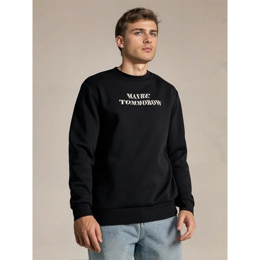 Sinsay - Bluza crewneck z napisem - czarny Sinsay XL Sinsay