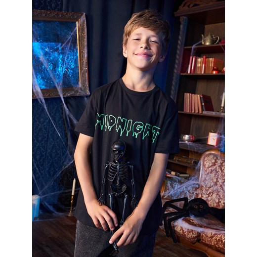 Sinsay - Świecąca w ciemności koszulka z napisem - czarny Sinsay 140 (9-10 l) Sinsay