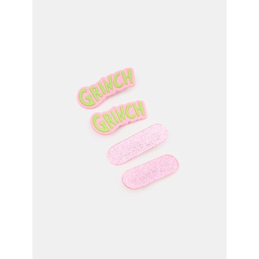 Sinsay - Spinki do włosów 4 pack Grinch - różowy Sinsay One Size Sinsay
