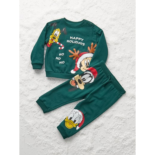Sinsay - Komplet: bluza i spodnie Mickey Mouse - zielony Sinsay 80 (9-12 m) Sinsay