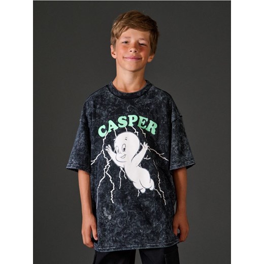 Sinsay - Bawełniana koszulka z nadrukiem Casper The Friendly Ghost - czarny ze sklepu Sinsay w kategorii T-shirty chłopięce - zdjęcie 186081673