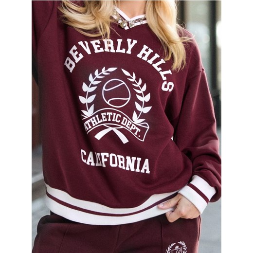Sinsay - Bluza crewneck z nadrukiem - czerwony Sinsay XL Sinsay