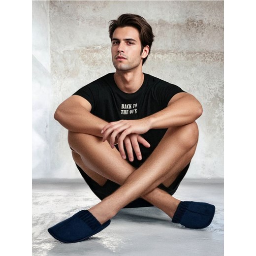 Sinsay - Kapcie z prążkowanym wykńczeniem - granatowy ze sklepu Sinsay w kategorii Kapcie męskie - zdjęcie 186081804