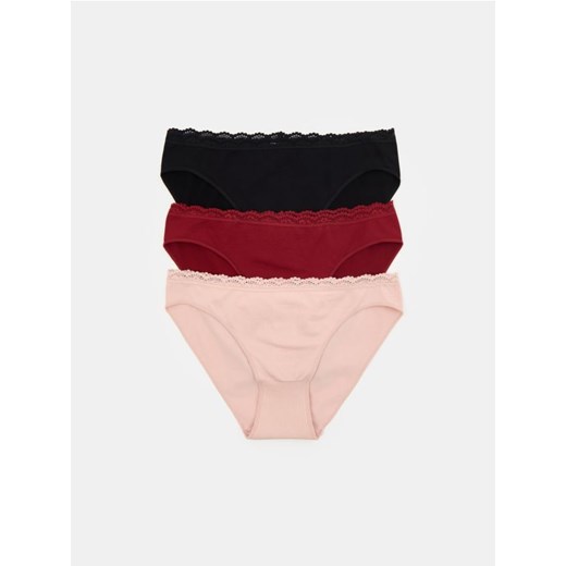 Sinsay - Majtki figi z koronką 3 pack - wielobarwny ze sklepu Sinsay w kategorii Majtki damskie - zdjęcie 186082001