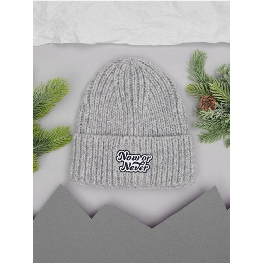 Sinsay - Czapka beanie z haftem - szary ze sklepu Sinsay w kategorii Czapki zimowe damskie - zdjęcie 186082164