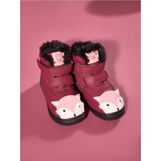 Sinsay - Ocieplane botki z elementami 3D - bordowy ze sklepu Sinsay w kategorii Buty zimowe dziecięce - zdjęcie 186082184