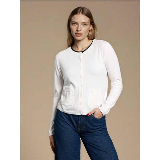 Sinsay - Kardigan z domieszką wełny i wiskozy - biały ze sklepu Sinsay w kategorii Swetry damskie - zdjęcie 186082300