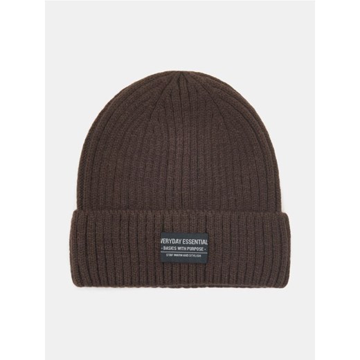 Sinsay - Prążkowana czapka beanie - brązowy ze sklepu Sinsay w kategorii Czapki zimowe męskie - zdjęcie 186082310