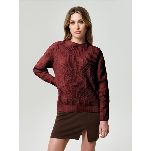 Sinsay - Ażurowy sweter - bordowy ze sklepu Sinsay w kategorii Swetry damskie - zdjęcie 186082371