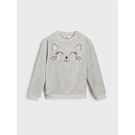 Sinsay - Bluza crewneck z haftem - szary - id: 298GQ-09X - marki Sinsay - 186082500 Sinsay - Bluza crewneck z haftem - szary ze sklepu Sinsay w kategorii Bluzy dziewczęce - zdjęcie 186082500