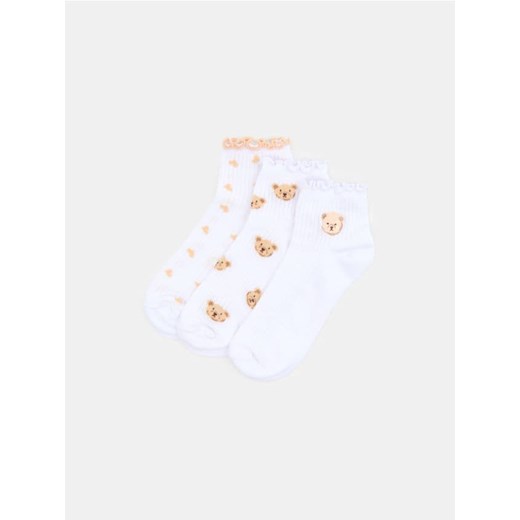 Sinsay - Prążkowane skarpetki z bawełną 3 pack - wielobarwny ze sklepu Sinsay w kategorii Skarpetki damskie - zdjęcie 186082612