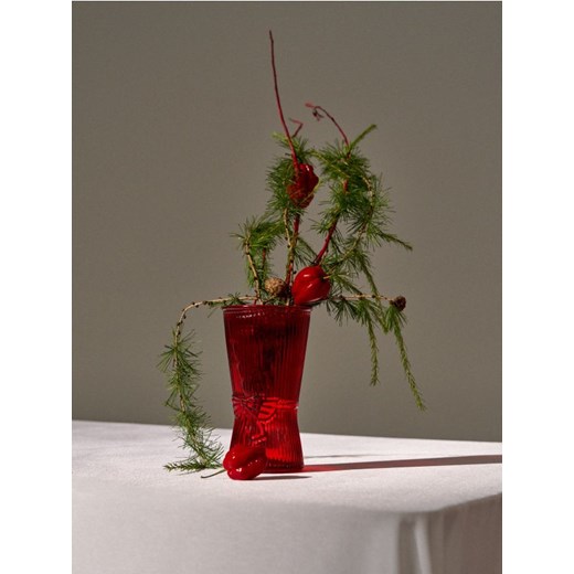 Sinsay - Ryflowany wazon - czerwony ze sklepu Sinsay w kategorii Wazony - zdjęcie 186082860