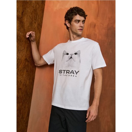 Sinsay - Koszulka z nadrukiem - biały ze sklepu Sinsay w kategorii T-shirty męskie - zdjęcie 186083150