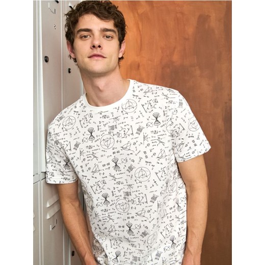 Sinsay - Koszulka z krótkim rękawem - kremowy ze sklepu Sinsay w kategorii T-shirty męskie - zdjęcie 186083154