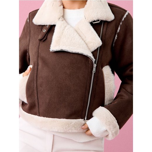 Sinsay - Kurtka pilotka z kożuchem - brązowy ze sklepu Sinsay w kategorii Kurtki damskie - zdjęcie 186083250