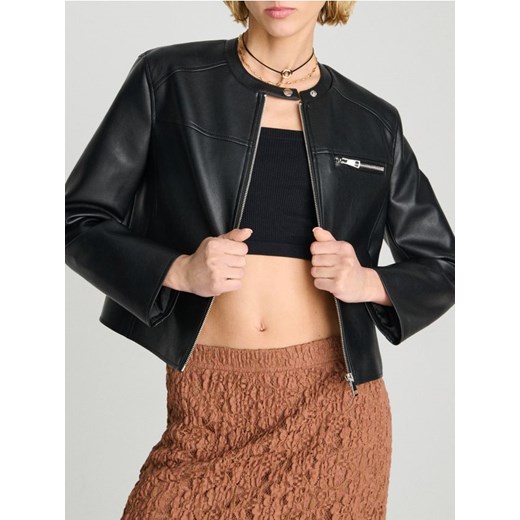 Sinsay - Kurtka biker z imitacją skóry - czarny ze sklepu Sinsay w kategorii Kurtki damskie - zdjęcie 186083293
