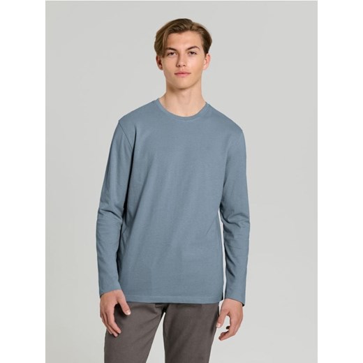 Sinsay - Bawełniana koszulka z długimi rękawami - niebieski ze sklepu Sinsay w kategorii T-shirty męskie - zdjęcie 186083332