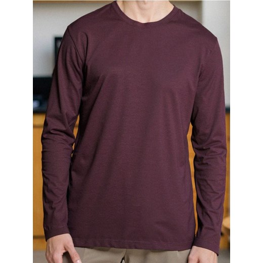 Sinsay - Bawełniana koszulka z długimi rękawami - bordowy ze sklepu Sinsay w kategorii T-shirty męskie - zdjęcie 186083333