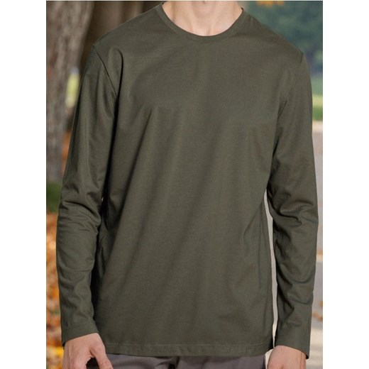 Sinsay - Bawełniana koszulka z długimi rękawami - khaki - id: 650EY-87X - marki Sinsay - 186083334 Sinsay - Bawełniana koszulka z długimi rękawami - khaki ze sklepu Sinsay w kategorii T-shirty męskie - zdjęcie 186083334