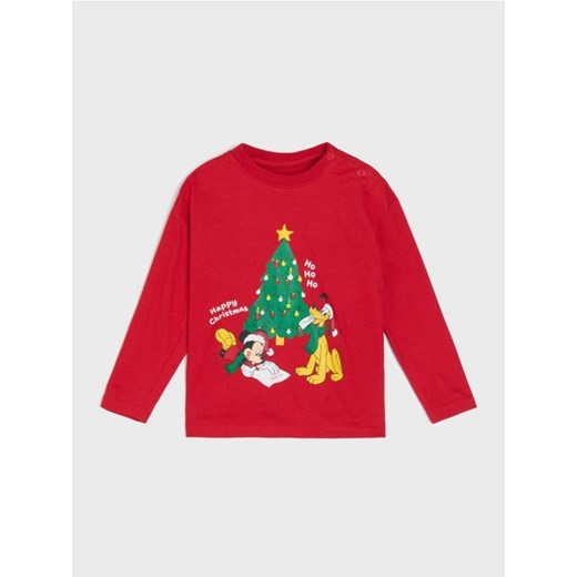 Sinsay - Bawełniana koszulka z nadrukiem Mickey Mouse - czerwony ze sklepu Sinsay w kategorii Bluzki dziewczęce - zdjęcie 186083480
