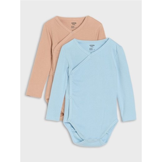 Sinsay - Prążkowane body 2 pack - brązowy ze sklepu Sinsay w kategorii Odzież dla niemowląt - zdjęcie 186083620
