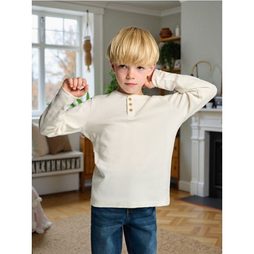 Sinsay - Bawełniana koszulka - kremowy ze sklepu Sinsay w kategorii T-shirty chłopięce - zdjęcie 186083633