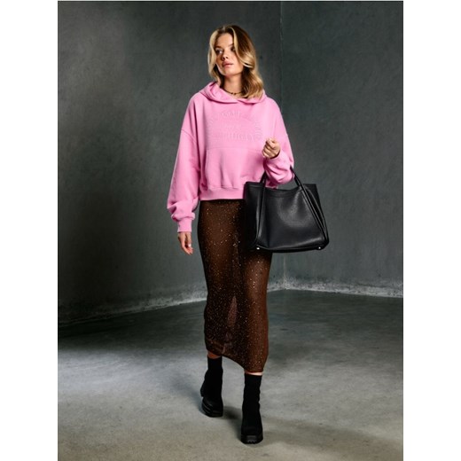 Sinsay - Bluza hoodie z haftowanym napisem - różowy ze sklepu Sinsay w kategorii Bluzy damskie - zdjęcie 186083753