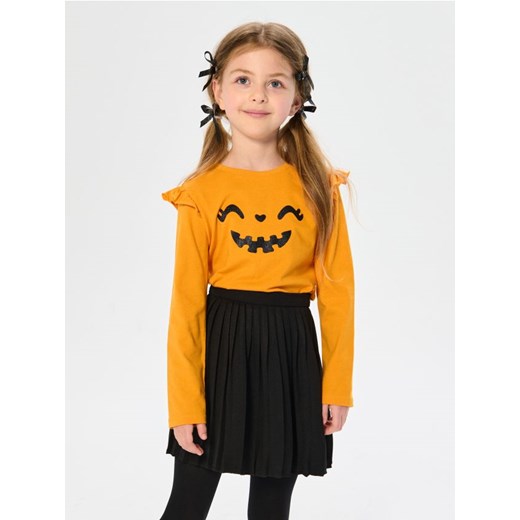 Sinsay - Koszulka z długimi rękawami z motywem Halloween - pomarańczowy ze sklepu Sinsay w kategorii Bluzki dziewczęce - zdjęcie 186083824