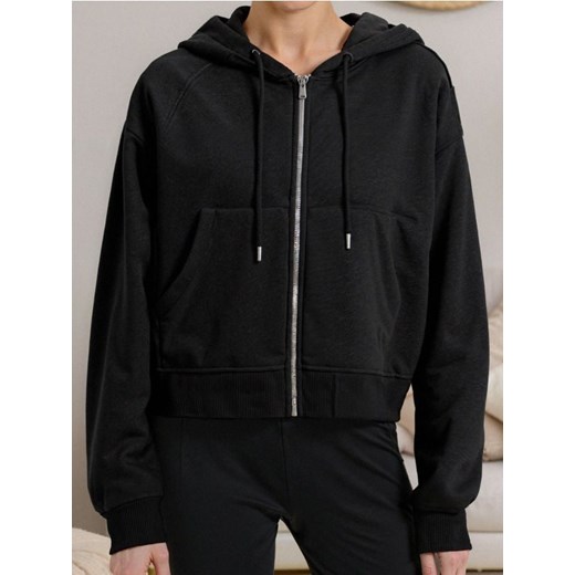 Sinsay - Bluza z kapturem z zapięciem - czarny ze sklepu Sinsay w kategorii Bluzy damskie - zdjęcie 186084233