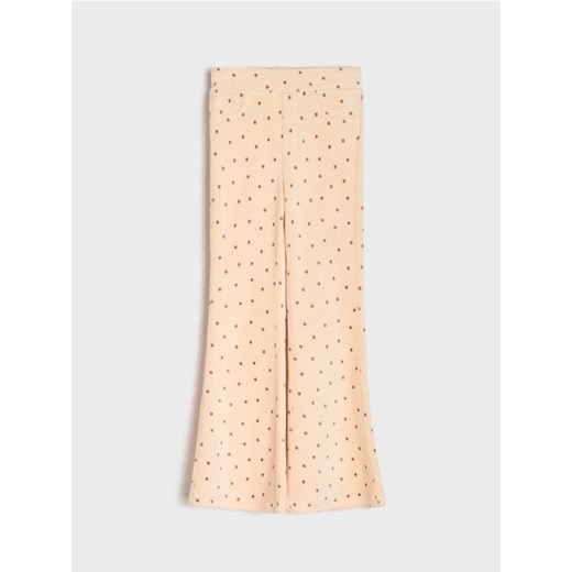 Sinsay - Prążkowane spodnie flare - kremowy Sinsay 110 (4-5 l) Sinsay