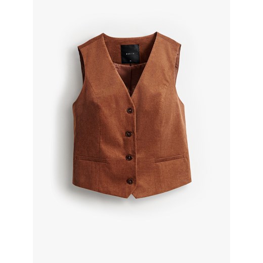 Mohito - Sztruksowa kamizelka - brązowy ze sklepu Mohito w kategorii Kamizelki damskie - zdjęcie 186084873