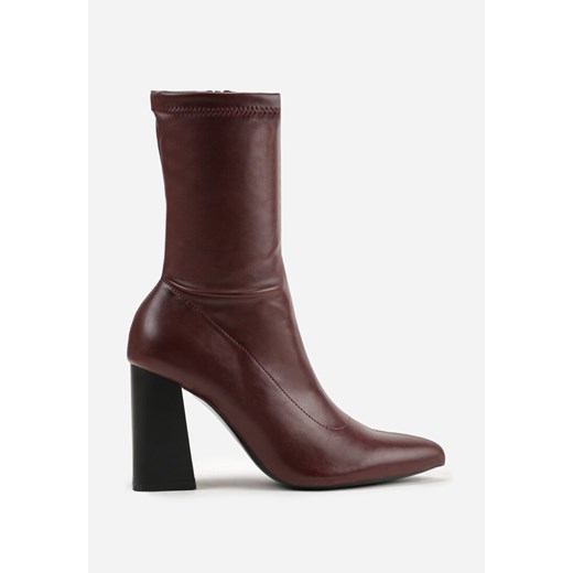 Bordowe Eleganckie Botki Vices na Słupku z Dopasowaną Cholewką Alivitta 41 born2be.pl