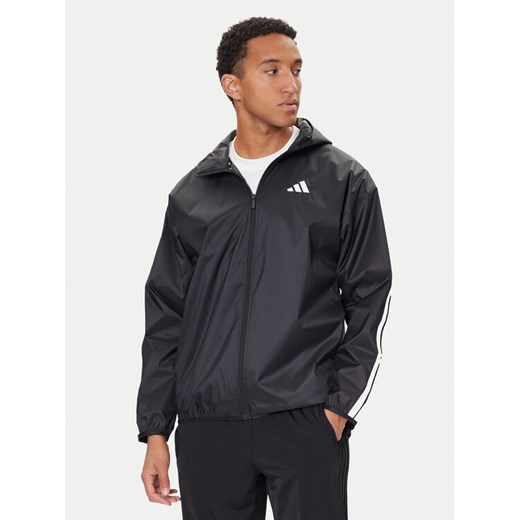 adidas Wiatrówka Essential 3-Stripes Ripstop IM7848 Czarny Regular Fit ze sklepu MODIVO w kategorii Kurtki męskie - zdjęcie 186086930