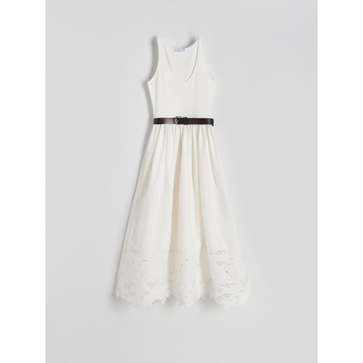 Reserved - Sukienka maxi z paskiem - złamana biel ze sklepu Reserved w kategorii Sukienki - zdjęcie 186087920