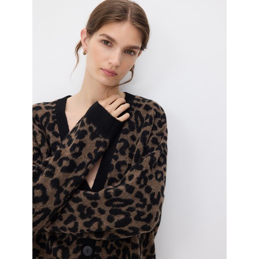 Reserved - Długi kardigan w panterkę - wielobarwny ze sklepu Reserved w kategorii Swetry damskie - zdjęcie 186088012