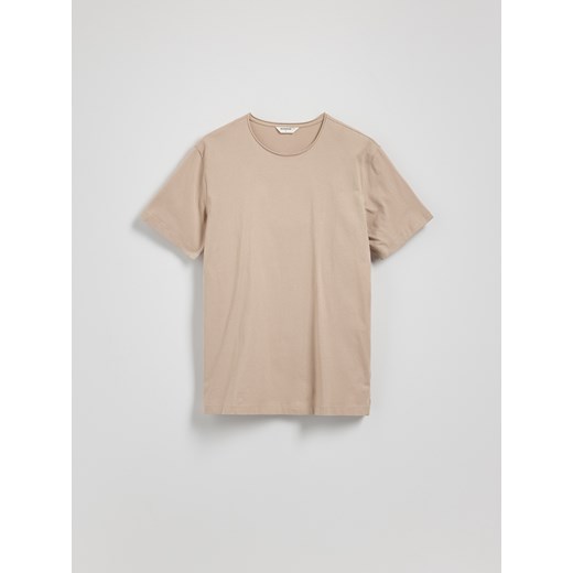 Reserved - Bawełniany t-shirt regular - beżowy ze sklepu Reserved w kategorii T-shirty męskie - zdjęcie 186088610