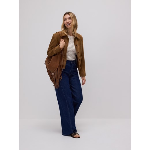 Reserved - Ażurowy sweter z krótkimi rękawami - złamana biel Reserved S Reserved wyprzedaż