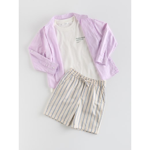 Reserved - Bawełniane szorty w paski - jasnoniebieski ze sklepu Reserved w kategorii Spodenki chłopięce - zdjęcie 186088654