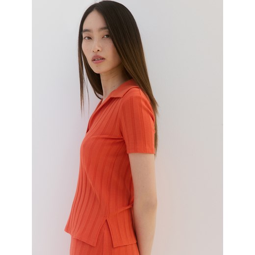 Reserved - Bluzka polo - pomarańczowy ze sklepu Reserved w kategorii Bluzki damskie - zdjęcie 186088732